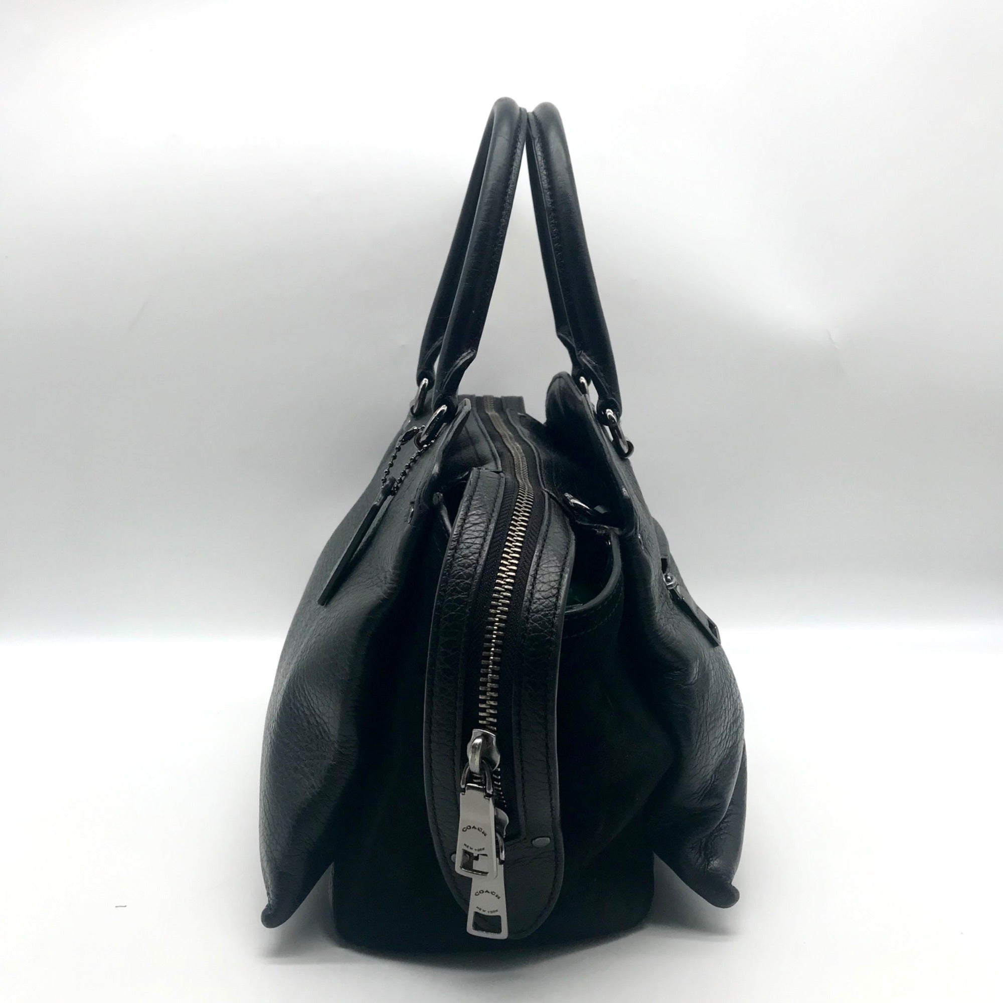 Coach Black Grain Leather &amp; Suede Drew Satchel  F40862