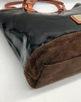 Dooney & Bourke Black Patent Leather & Suede Tote Bag