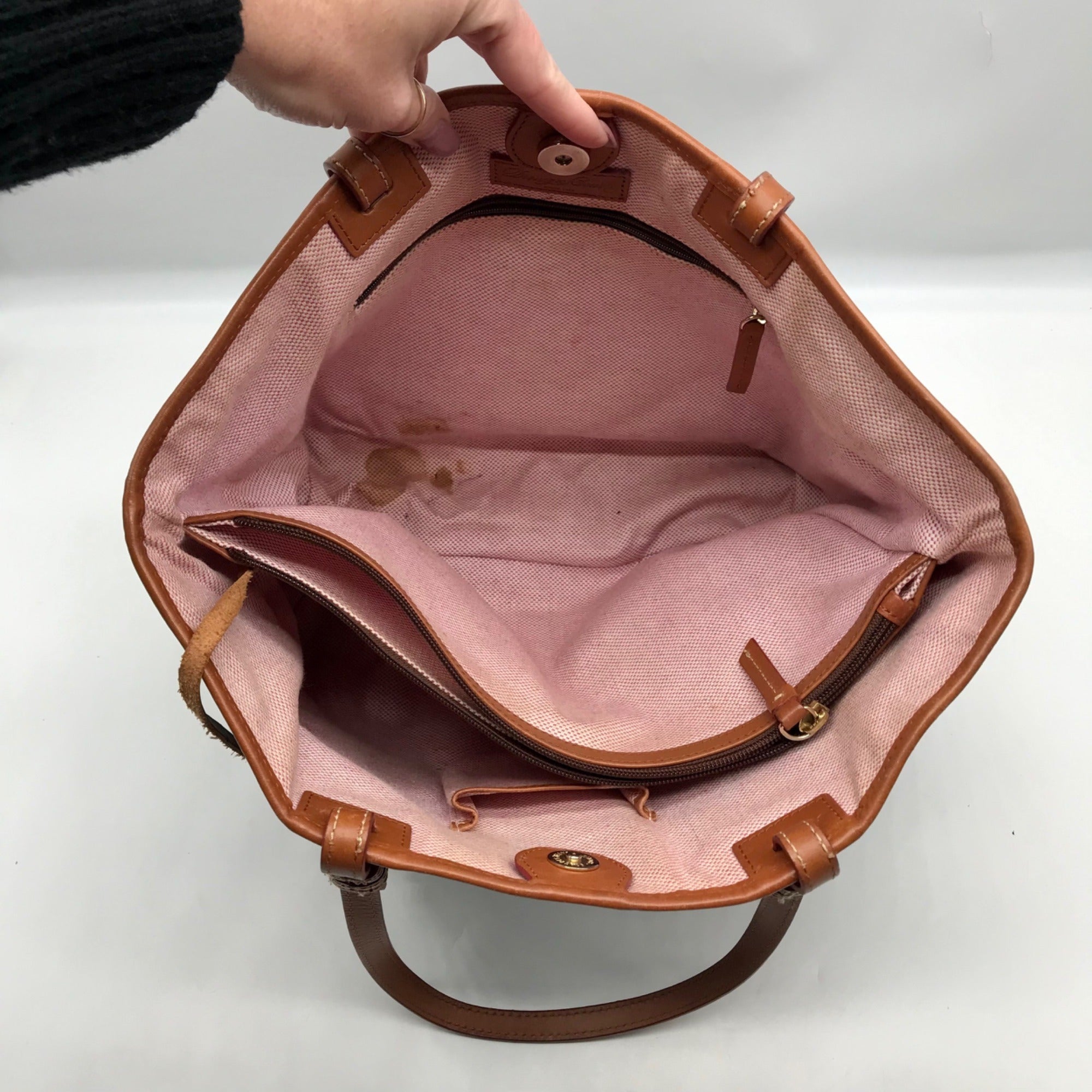 Dooney &amp; Bourke Black Patent Leather &amp; Suede Tote Bag