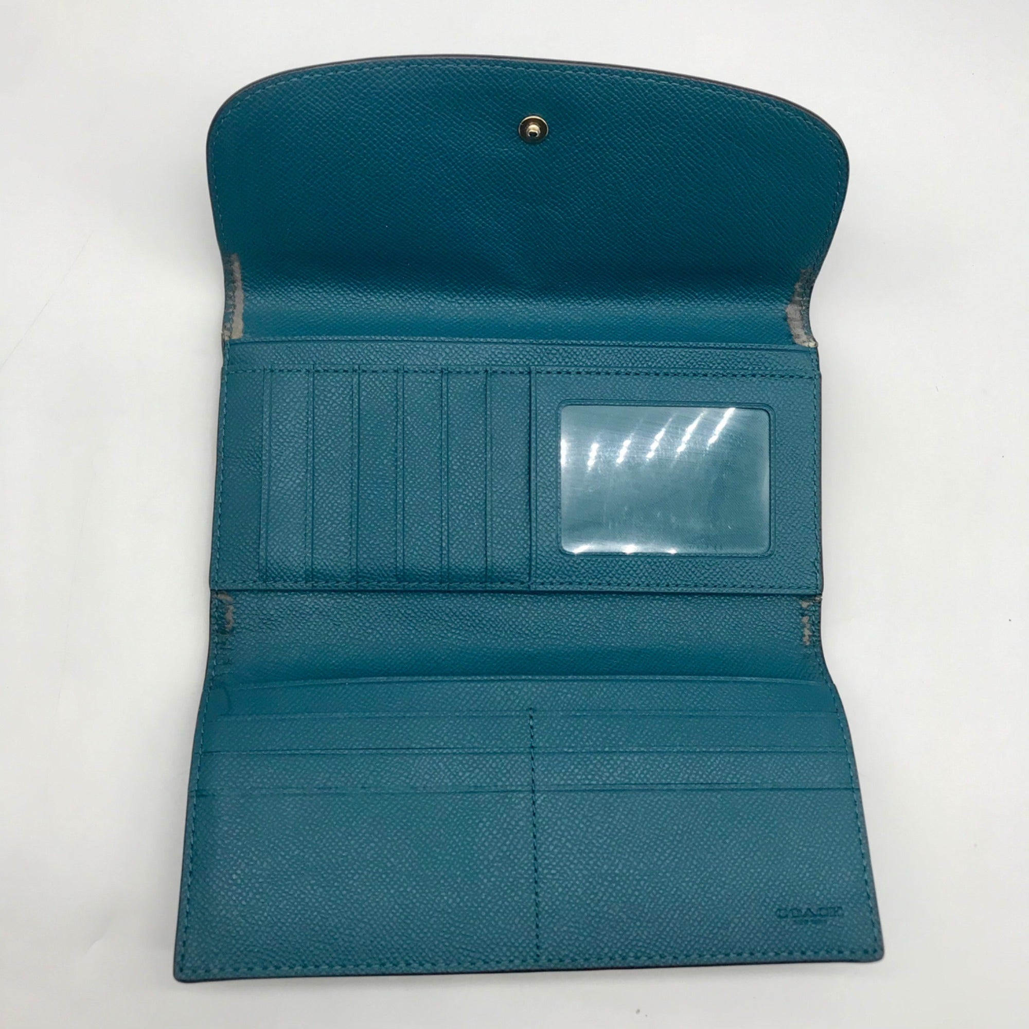Coach Khaki  And Blue Trim Monogram Canvas Shoulder Bag &amp; Wallet