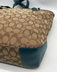 Coach Khaki  And Blue Trim Monogram Canvas Shoulder Bag & Wallet