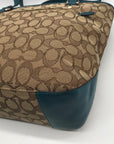 Coach Khaki  And Blue Trim Monogram Canvas Shoulder Bag & Wallet