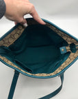 Coach Khaki  And Blue Trim Monogram Canvas Shoulder Bag & Wallet