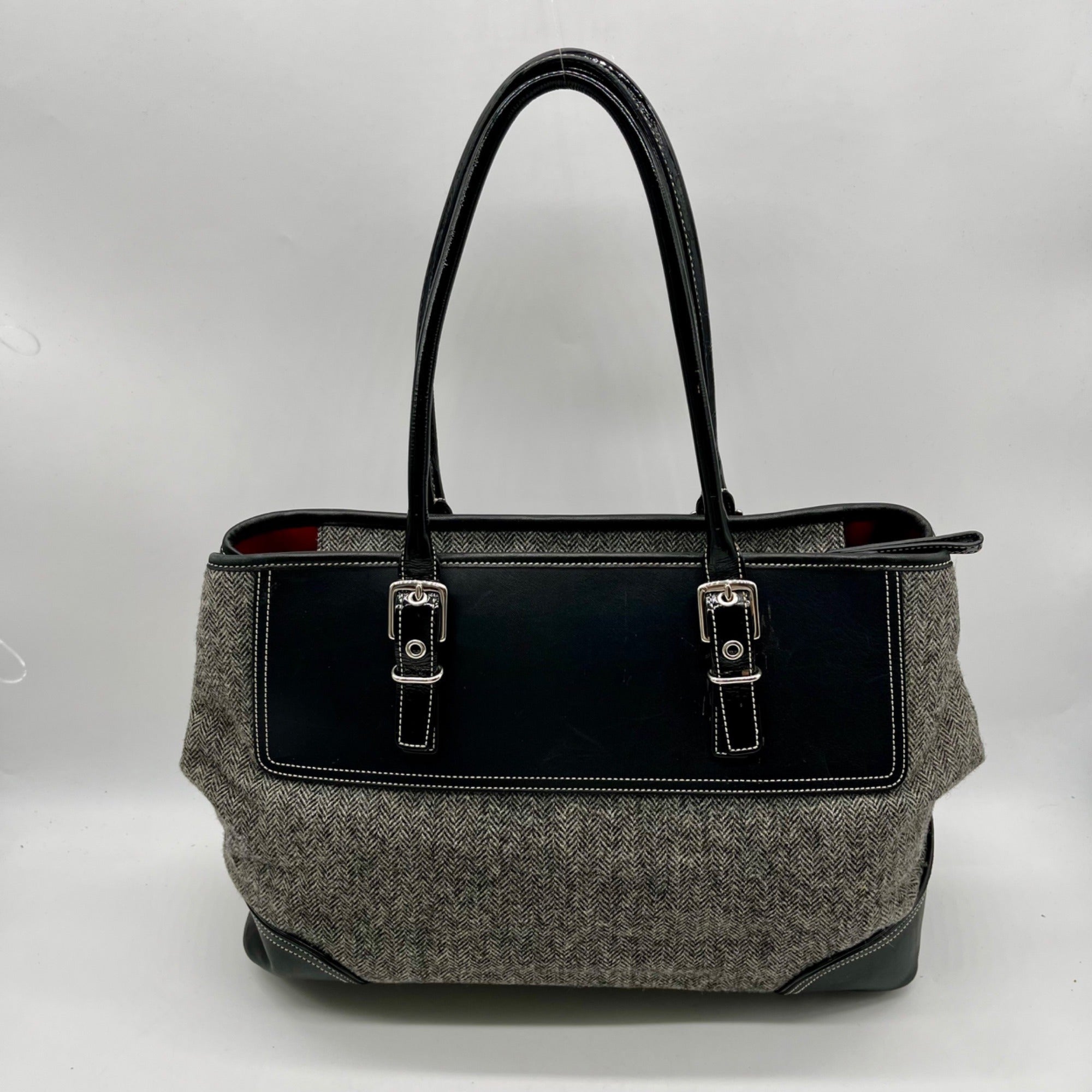 Coach Grey Vintage Herringbone Tweed Shoulder Bag 6446
