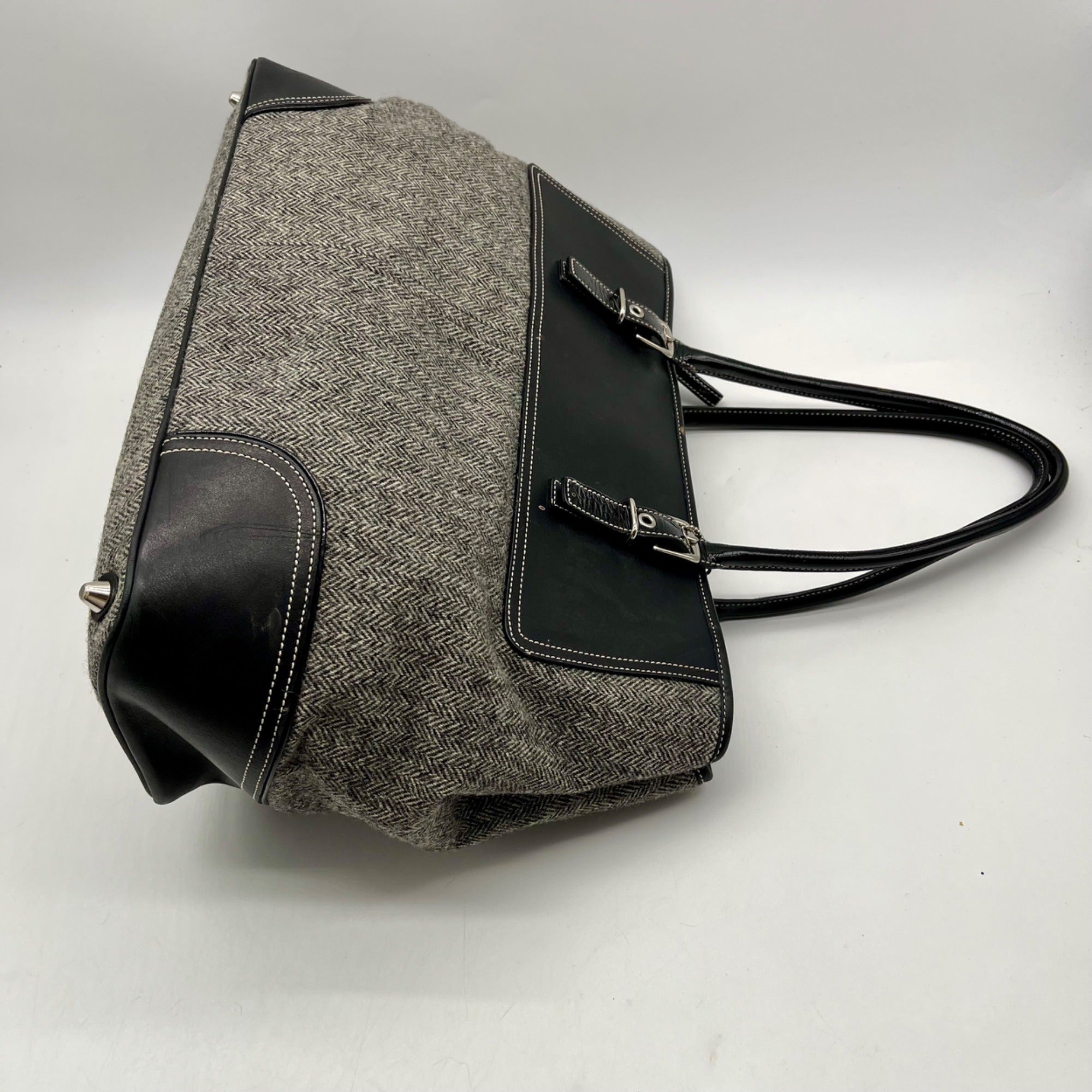 Coach Grey Vintage Herringbone Tweed Shoulder Bag 6446