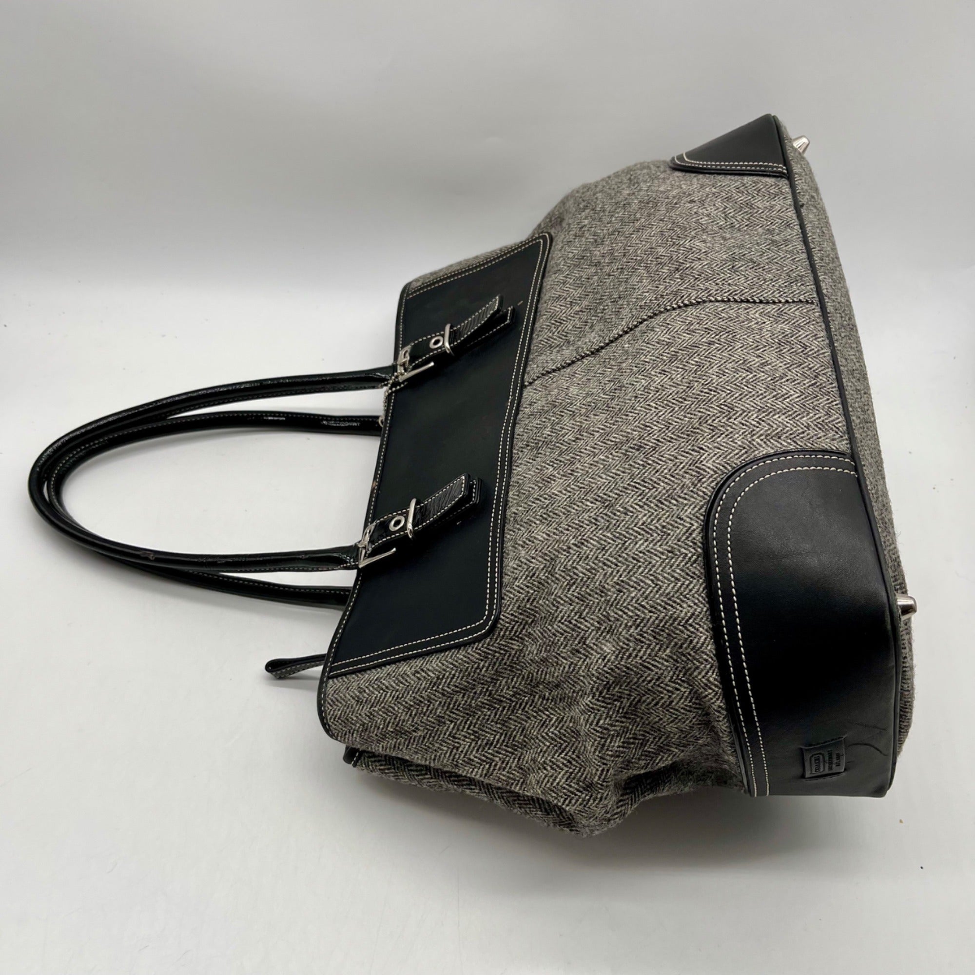 Coach Grey Vintage Herringbone Tweed Shoulder Bag 6446
