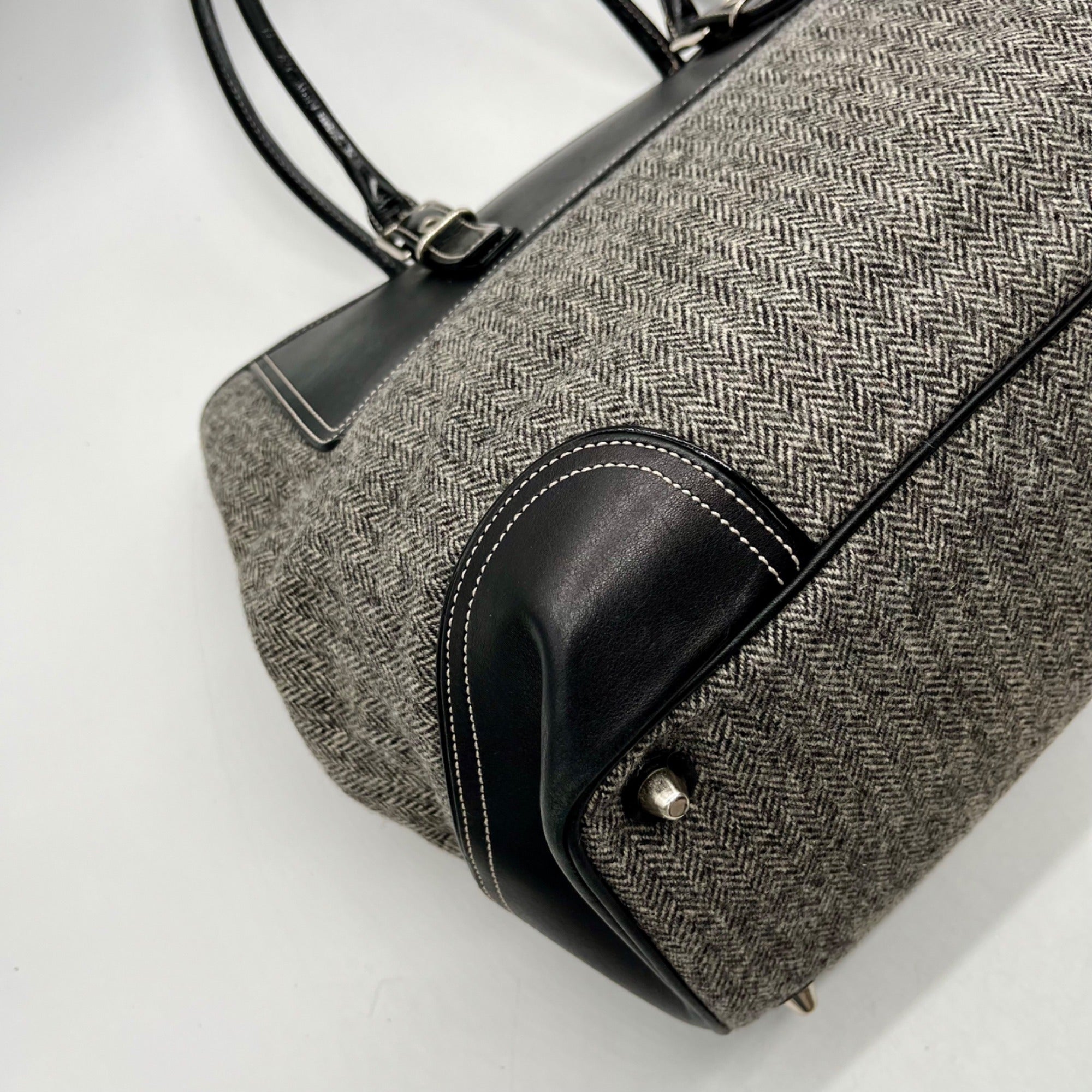 Coach Grey Vintage Herringbone Tweed Shoulder Bag 6446
