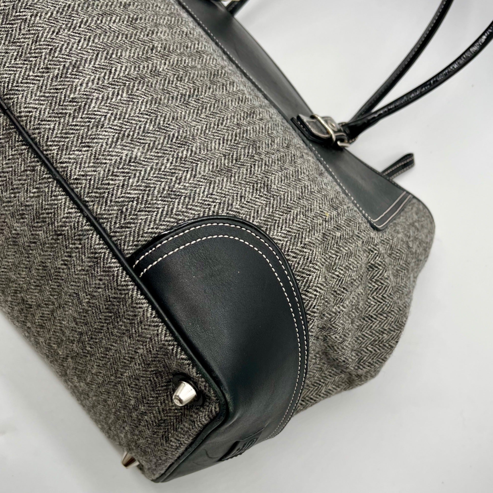 Coach Grey Vintage Herringbone Tweed Shoulder Bag 6446