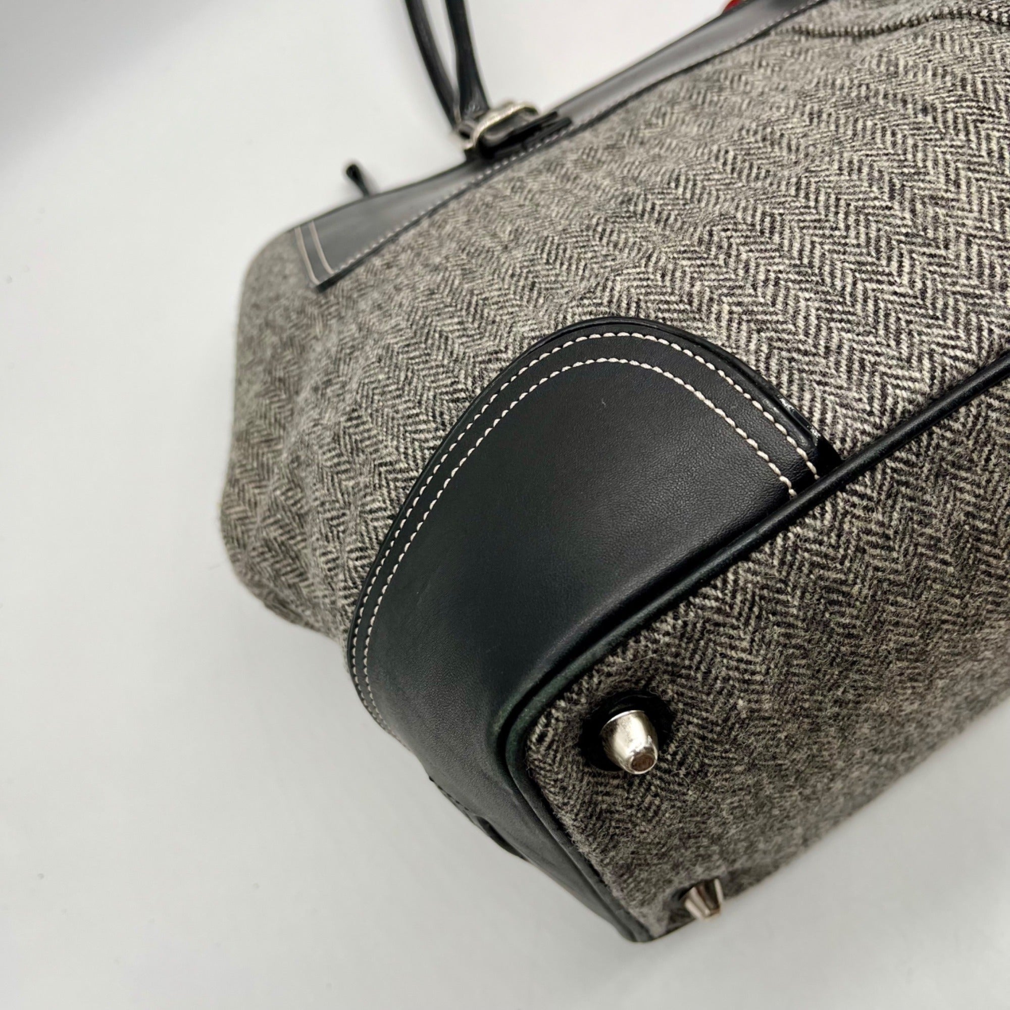 Coach Grey Vintage Herringbone Tweed Shoulder Bag 6446