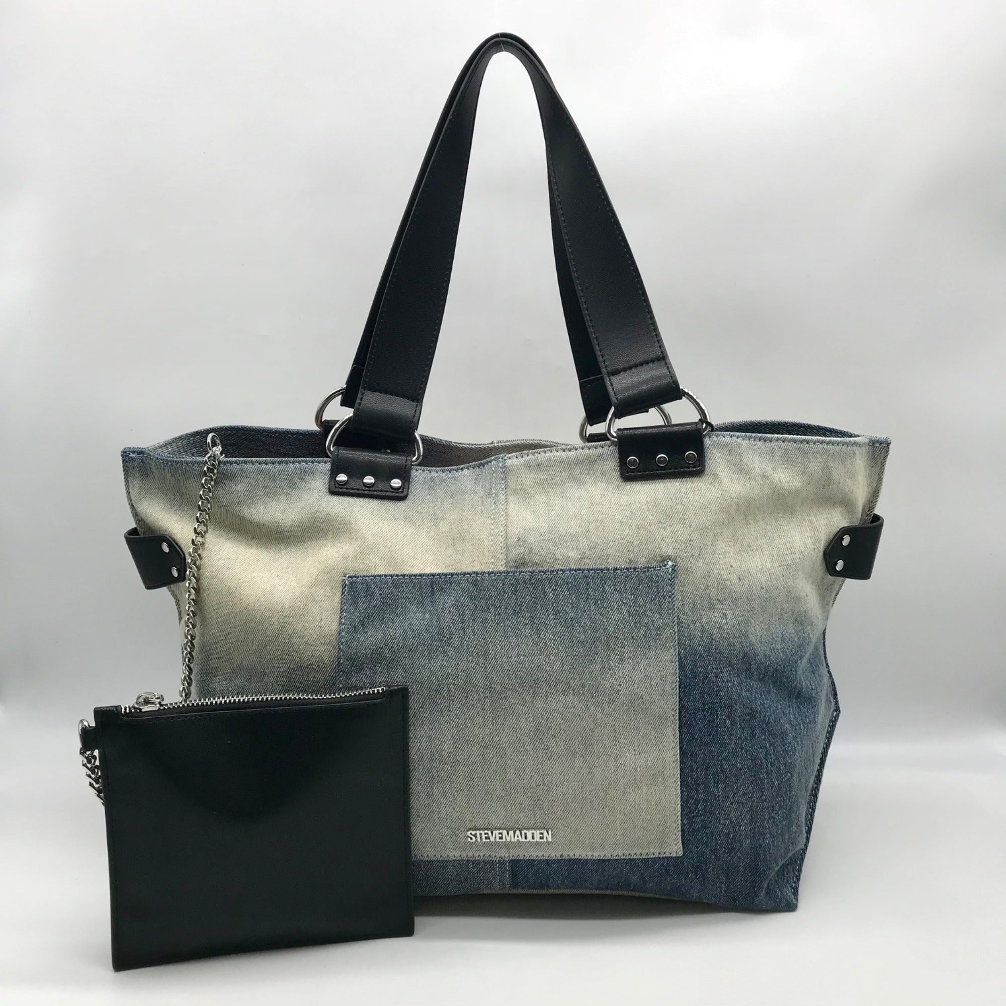 Steve Madden Denim Balisia Tote Bag With Wallet