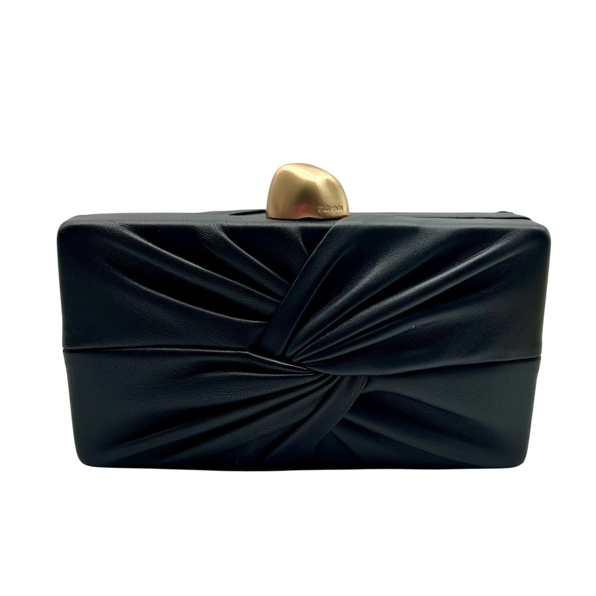 Cult Gaia Lisse Black Fabric Leather Clutch