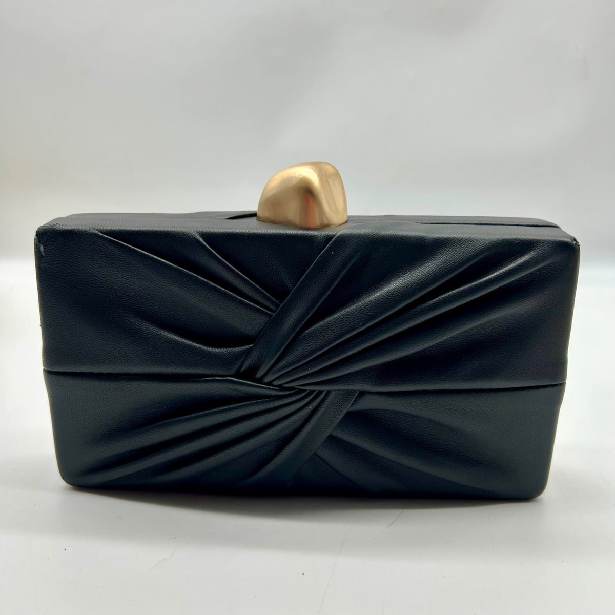 Cult Gaia Lisse Black Fabric Leather Clutch