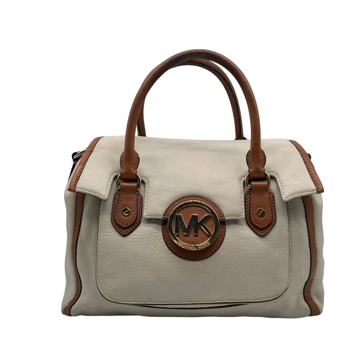 Michael Kors Beige &amp; Brown Leather Margo Satchel