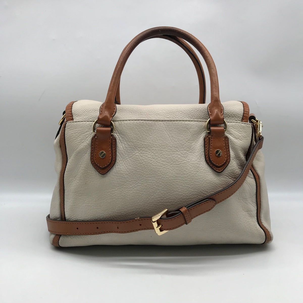 Michael Kors Beige &amp; Brown Leather Margo Satchel