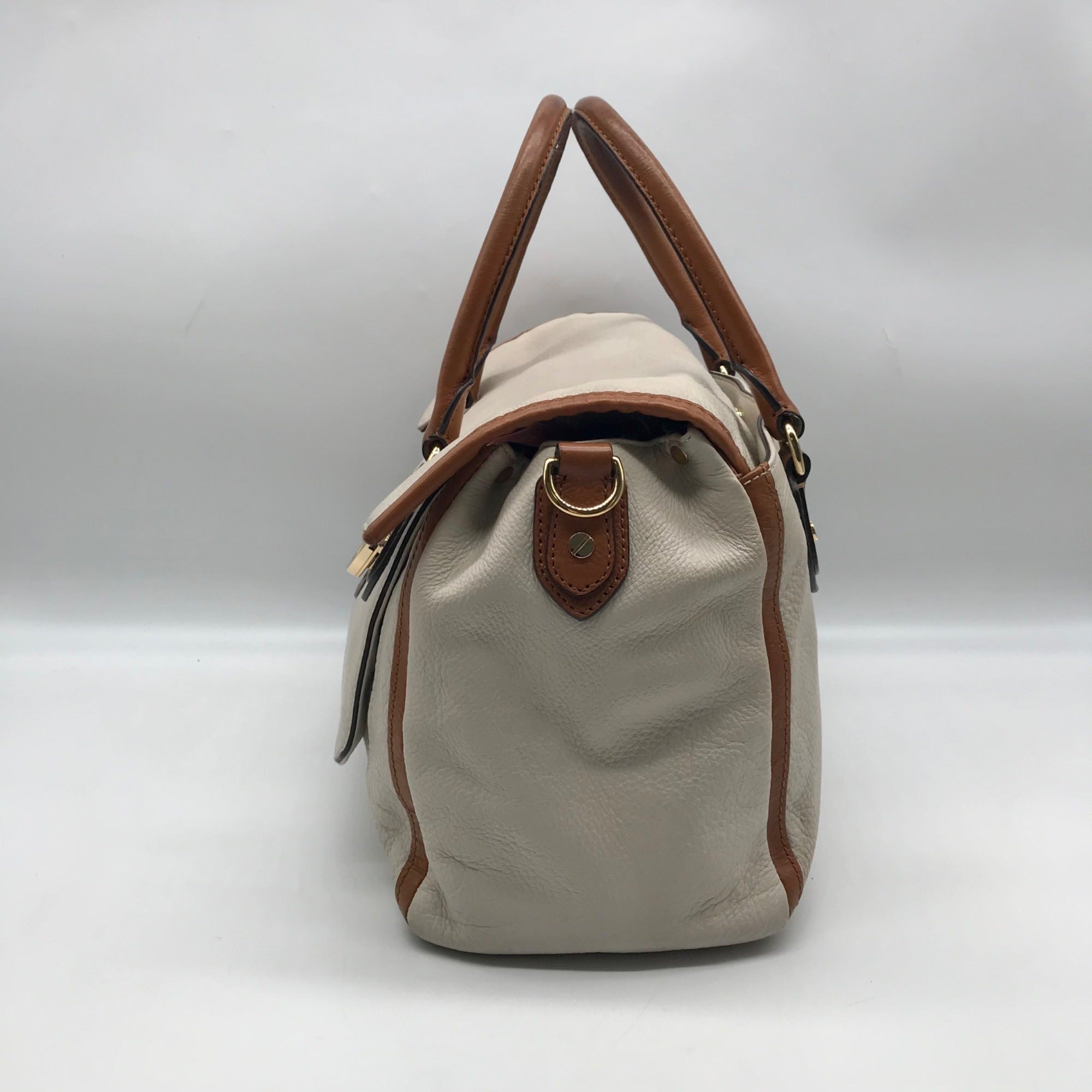 Michael Kors Beige &amp; Brown Leather Margo Satchel