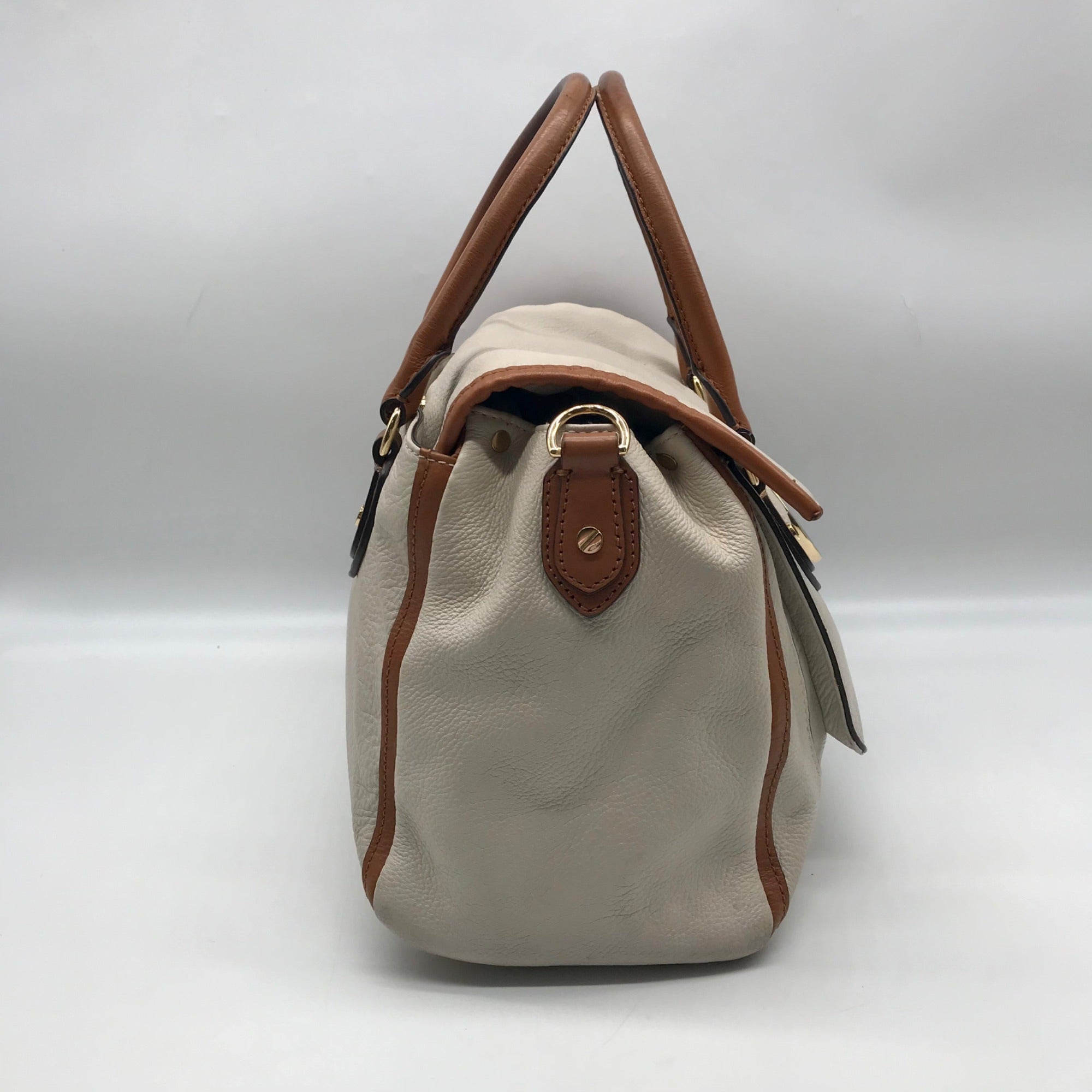 Michael Kors Beige &amp; Brown Leather Margo Satchel