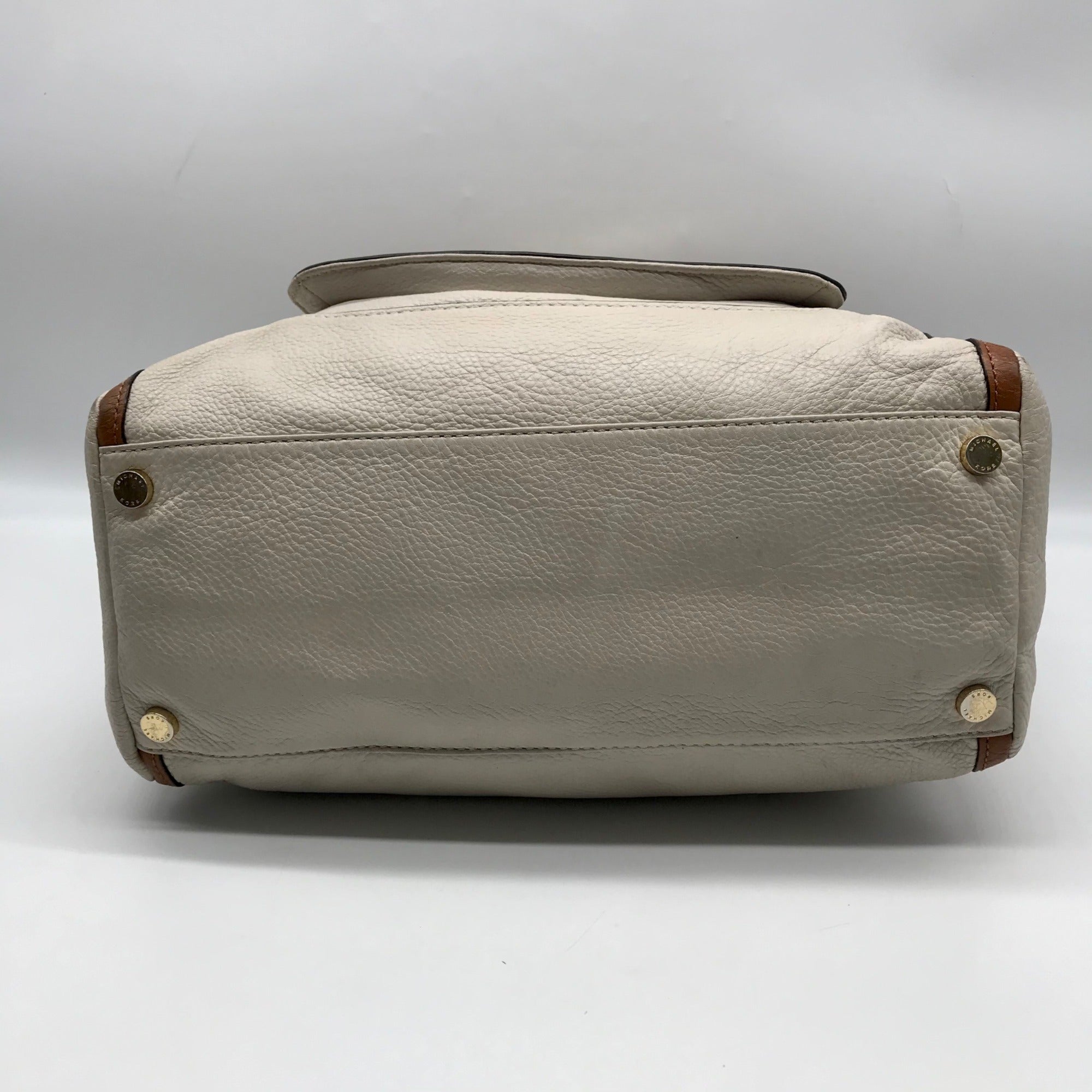 Michael Kors Beige &amp; Brown Leather Margo Satchel