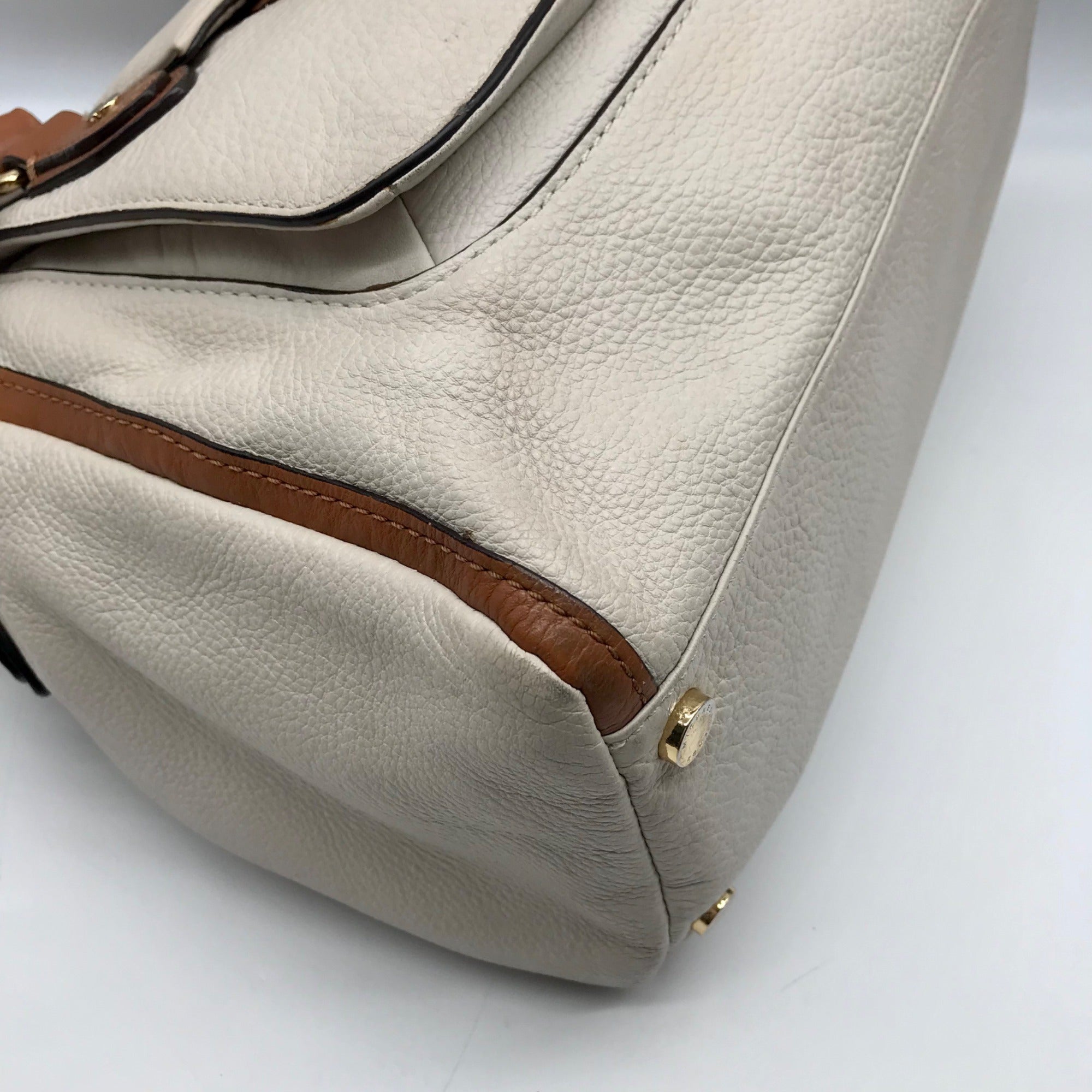 Michael Kors Beige &amp; Brown Leather Margo Satchel