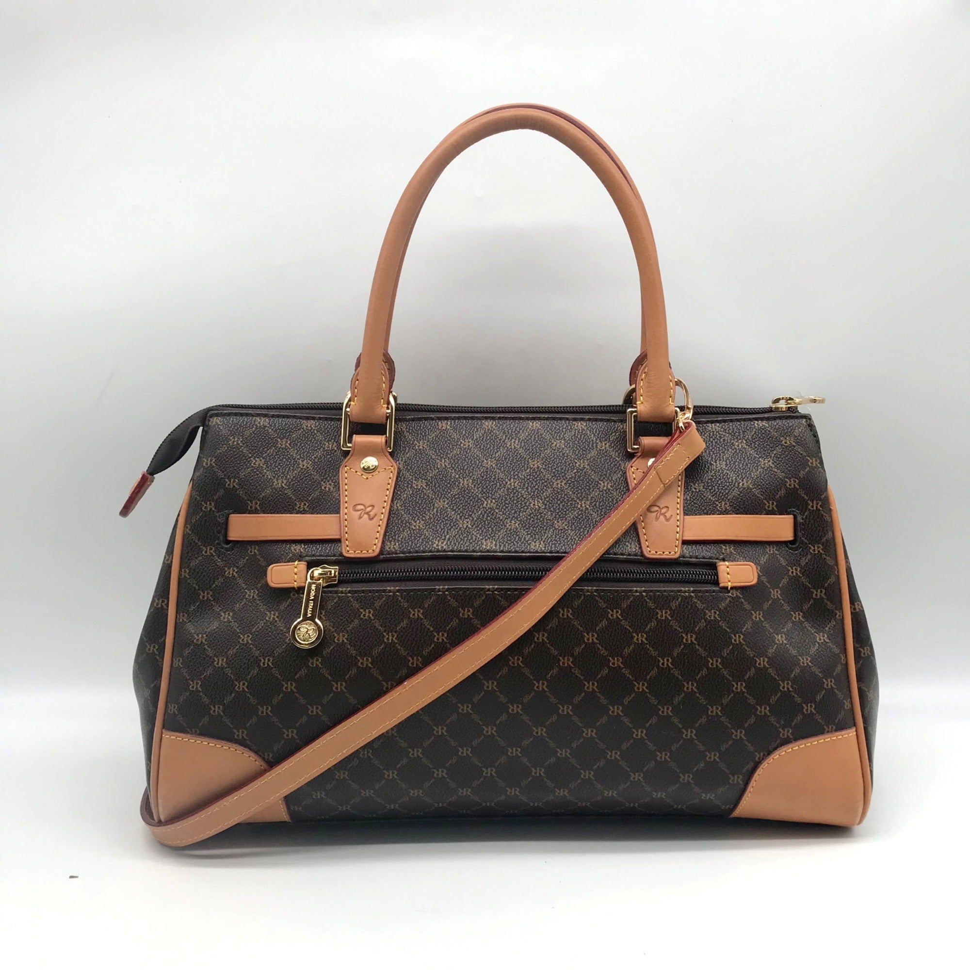 Rioni Brown Canvas Princess Convertible Satchel