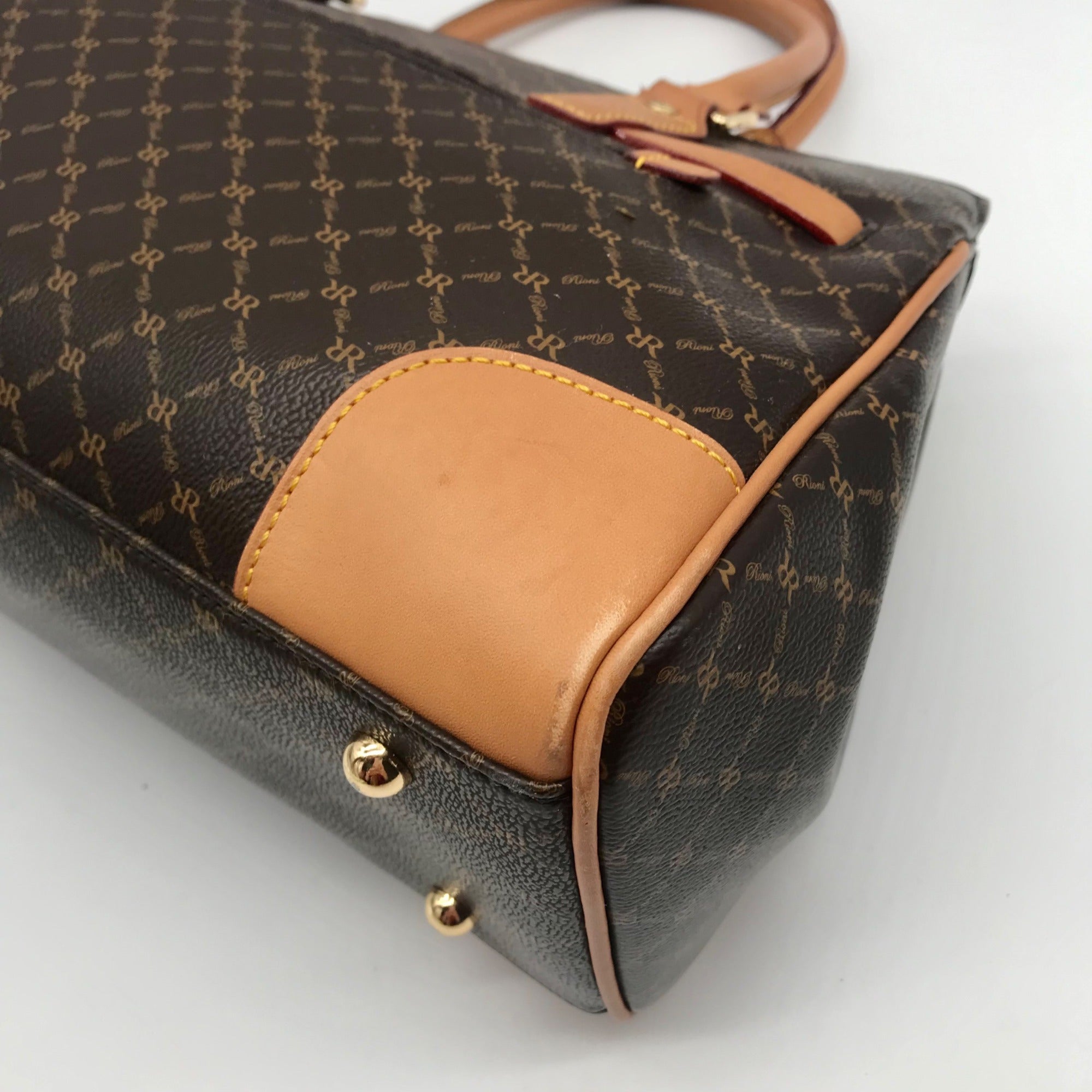 Rioni Brown Canvas Princess Convertible Satchel