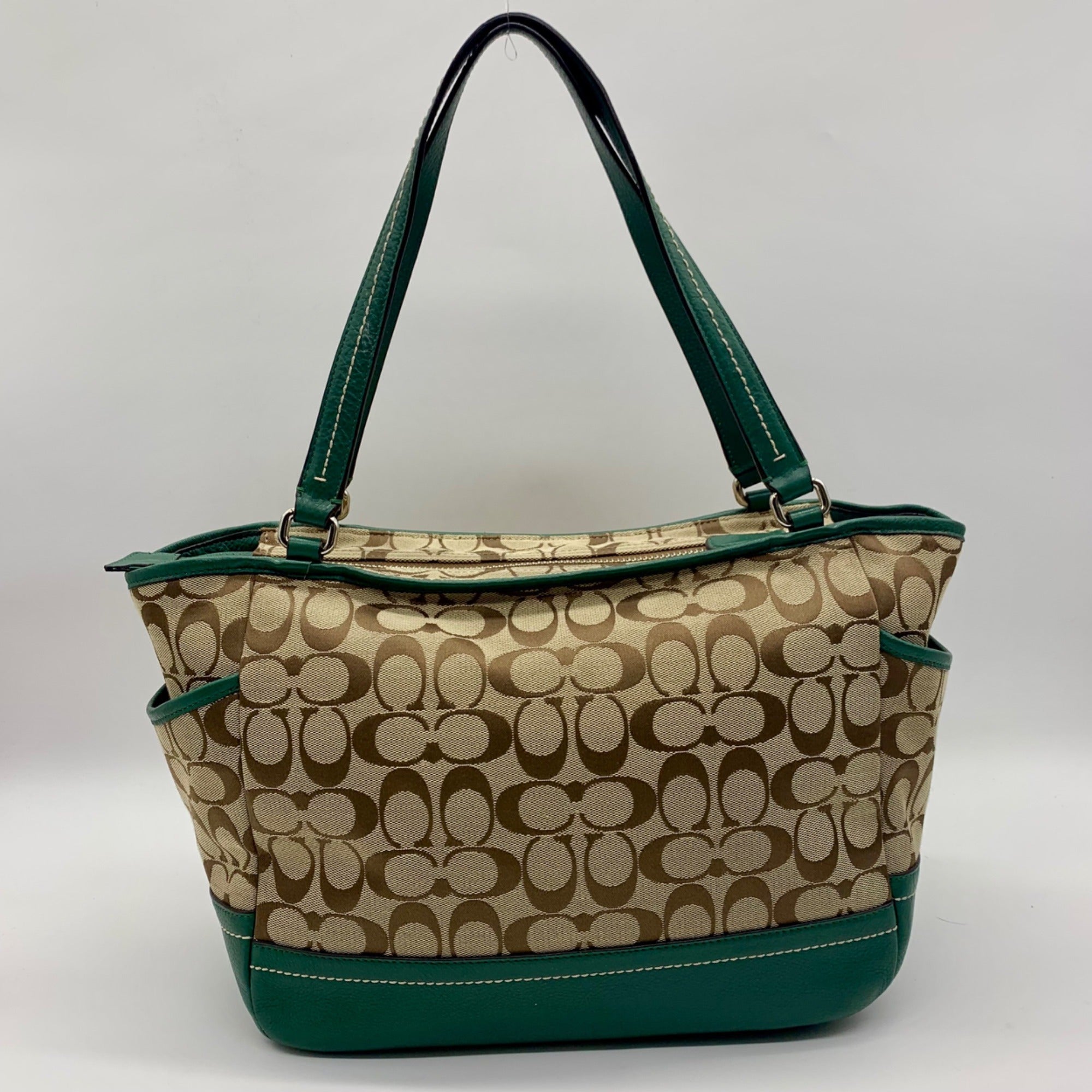 Coach Park Green Canvas Park Signature Carrie Tote