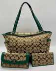 Coach Park Green Canvas Park Signature Carrie Tote