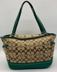 Coach Park Green Canvas Park Signature Carrie Tote
