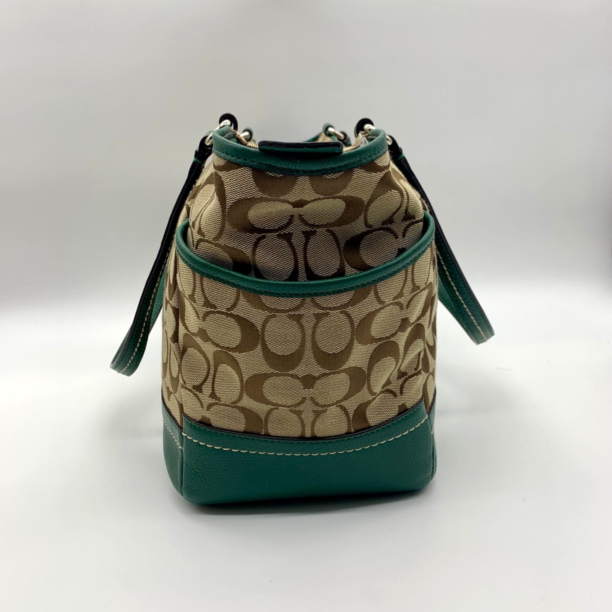 Coach Park Green Canvas Park Signature Carrie Tote