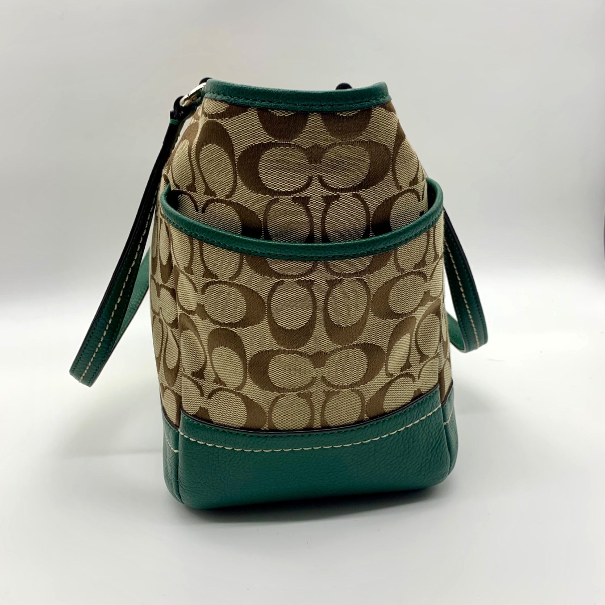 Coach Park Green Canvas Park Signature Carrie Tote