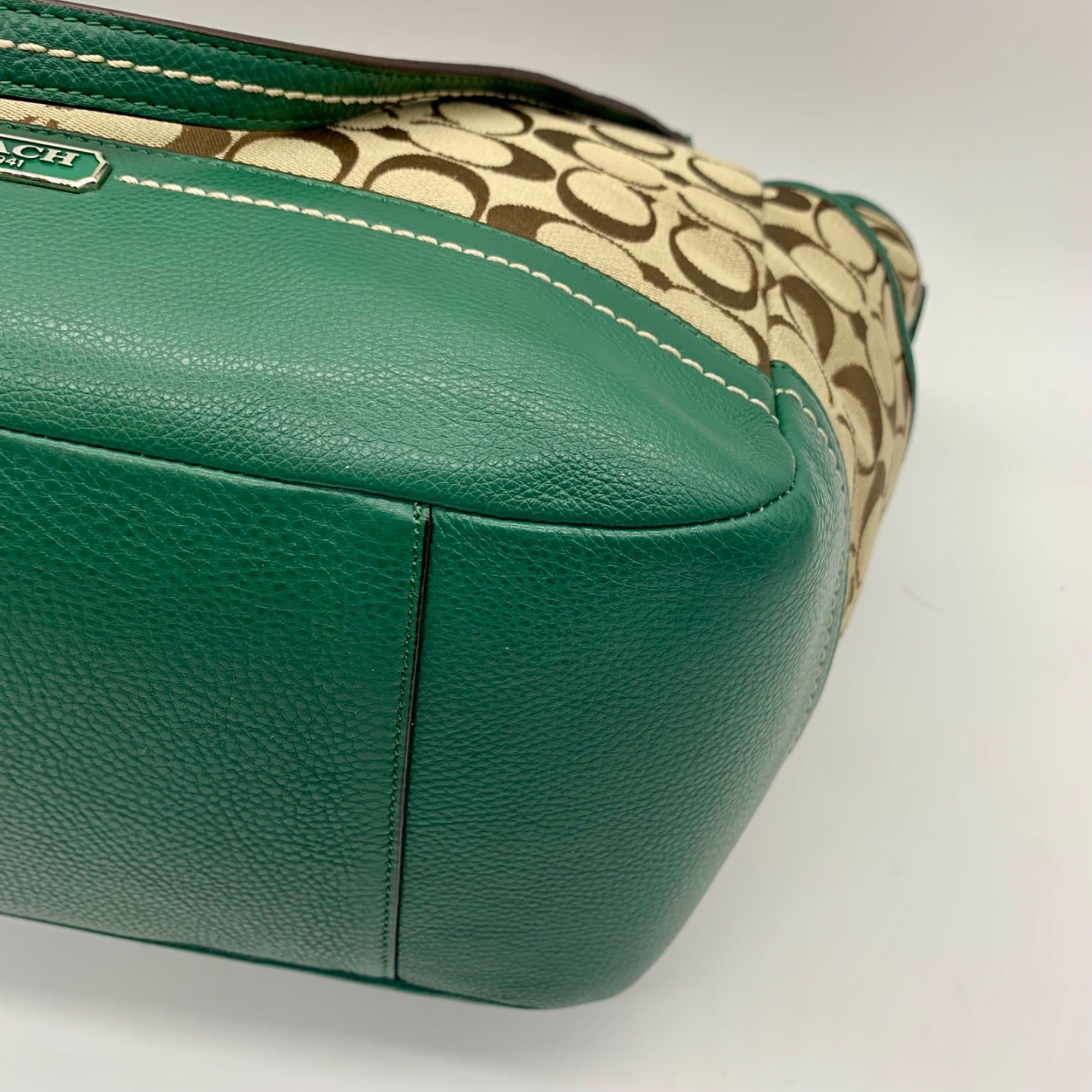 Coach Park Green Canvas Park Signature Carrie Tote