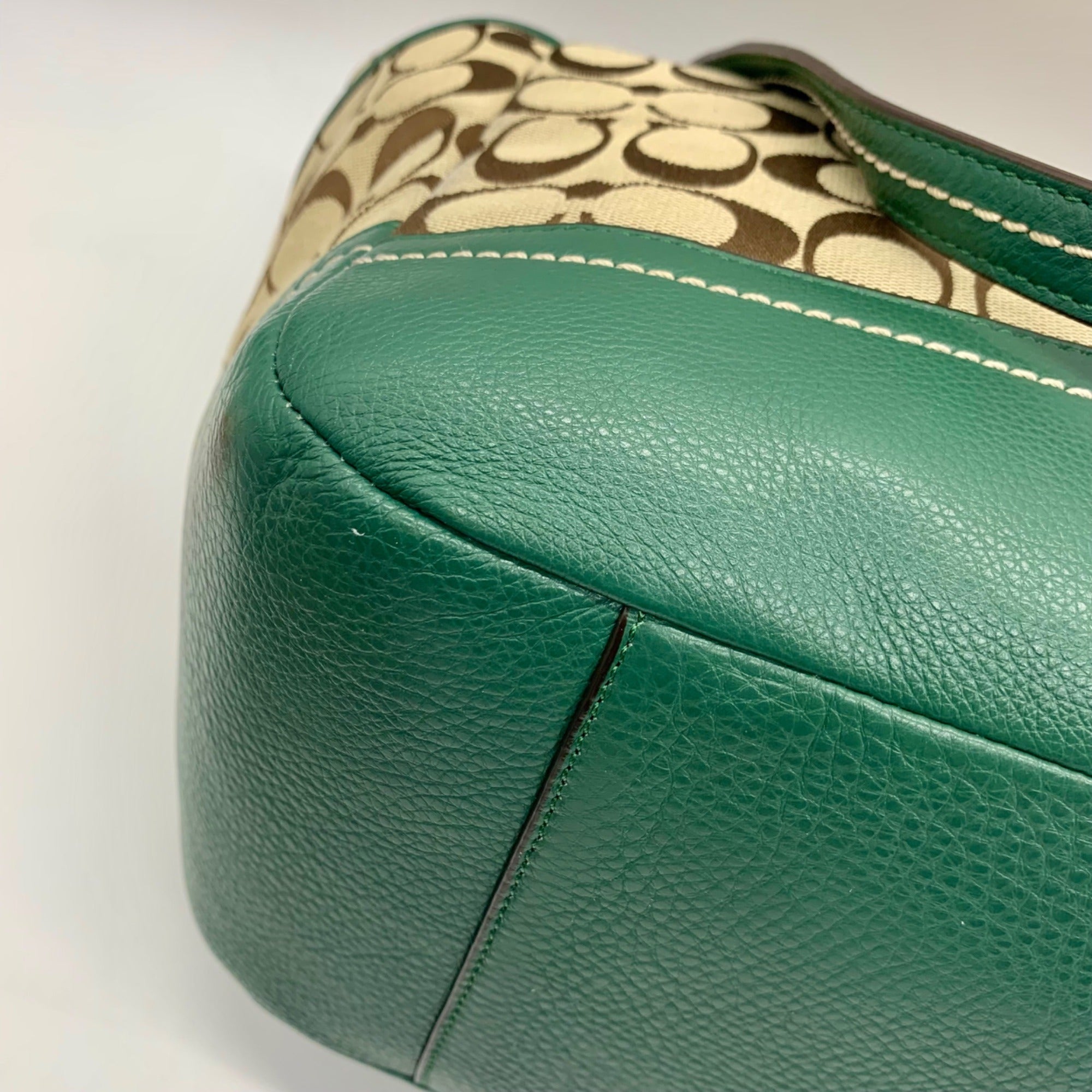 Coach Park Green Canvas Park Signature Carrie Tote