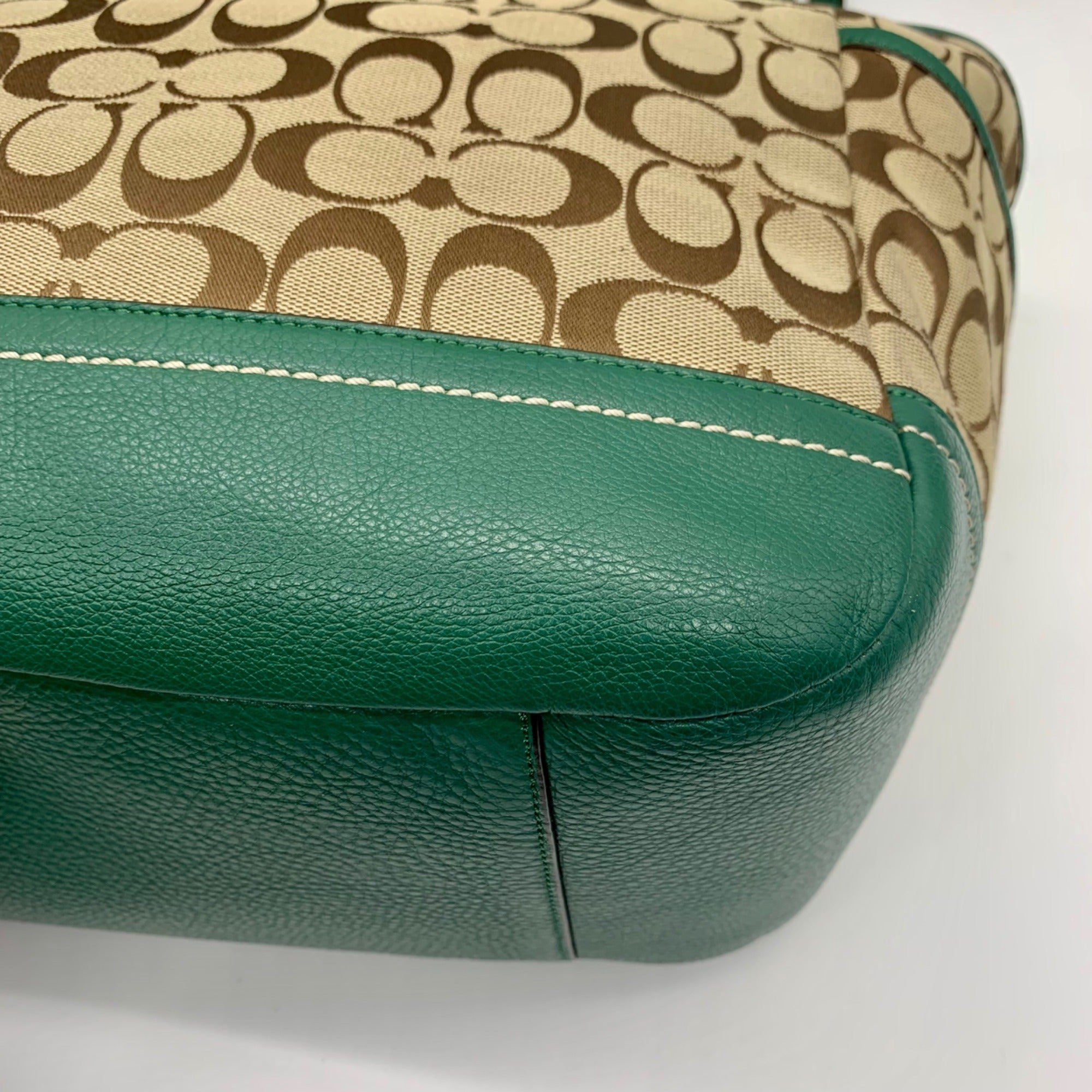 Coach Park Green Canvas Park Signature Carrie Tote