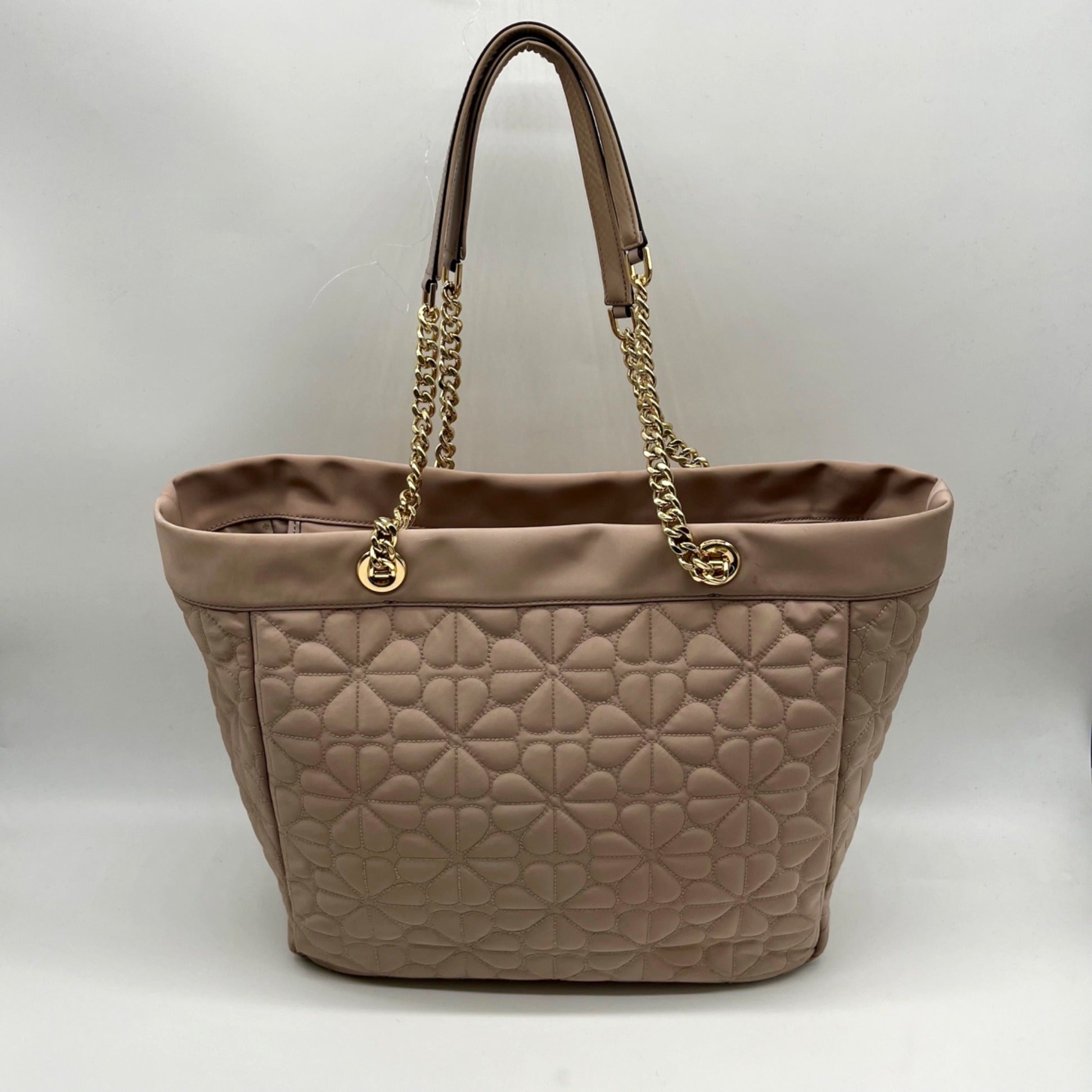 Kate Spade Beige Polyester Flower Quilted Fabric Madium Tote Bag