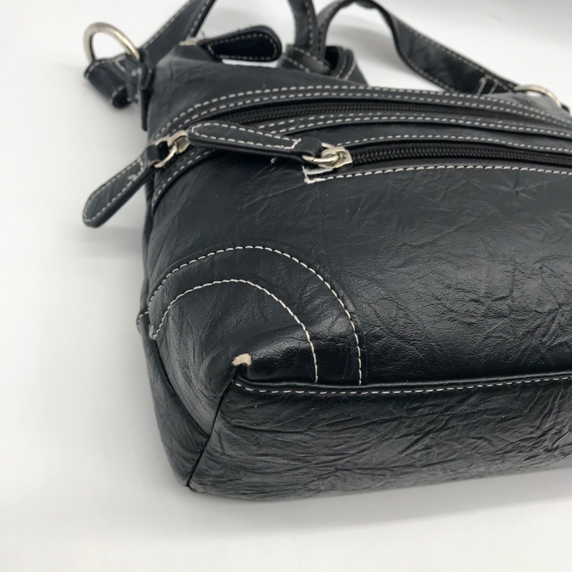 Stone Mountain Black Washed Leather Irene Hobo Bag