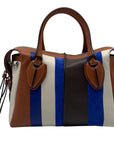 Tods D Styling Striped Leather & Suede Bauletto Mini Zip Tote