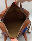 Tods D Styling Striped Leather & Suede Bauletto Mini Zip Tote