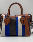 Tods D Styling Striped Leather & Suede Bauletto Mini Zip Tote