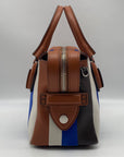 Tods D Styling Striped Leather & Suede Bauletto Mini Zip Tote