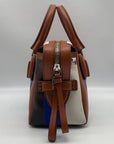 Tods D Styling Striped Leather & Suede Bauletto Mini Zip Tote