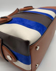 Tods D Styling Striped Leather & Suede Bauletto Mini Zip Tote