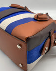 Tods D Styling Striped Leather & Suede Bauletto Mini Zip Tote