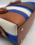 Tods D Styling Striped Leather & Suede Bauletto Mini Zip Tote