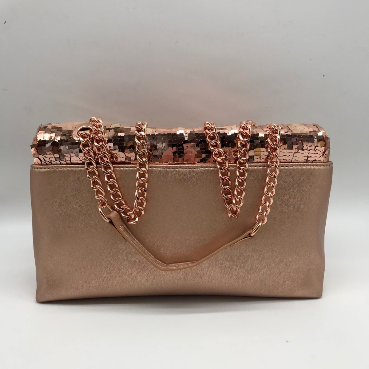 I.N.C. International Concepts Rose Gold Ajae Soft Sequin Top Handle Bag