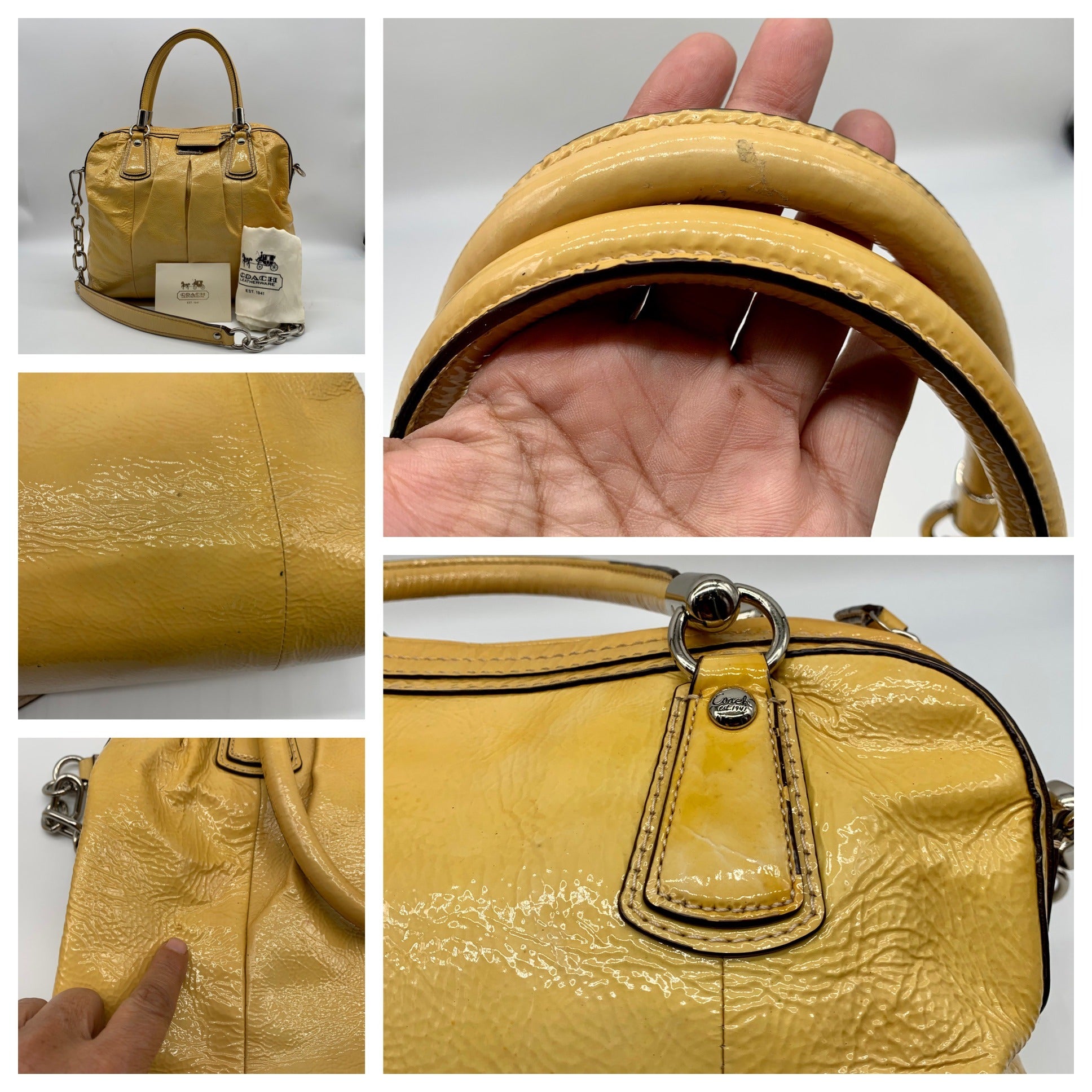 Coach Kristin Yellow Patent Leather Satchel Shoulder Bag 16016