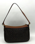 Calvin Klein Brown Monogram Zip-Top Shoulder Bag