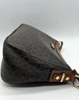 Calvin Klein Brown Monogram Zip-Top Shoulder Bag