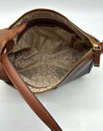 Calvin Klein Brown Monogram Zip-Top Shoulder Bag