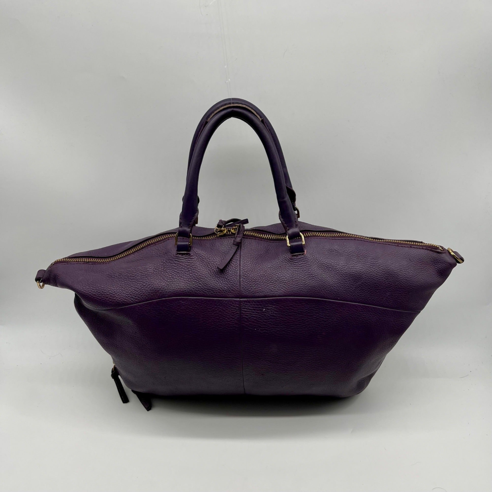 Tory Burch Purple Pebbled Leather Reversible Shoulder Bag