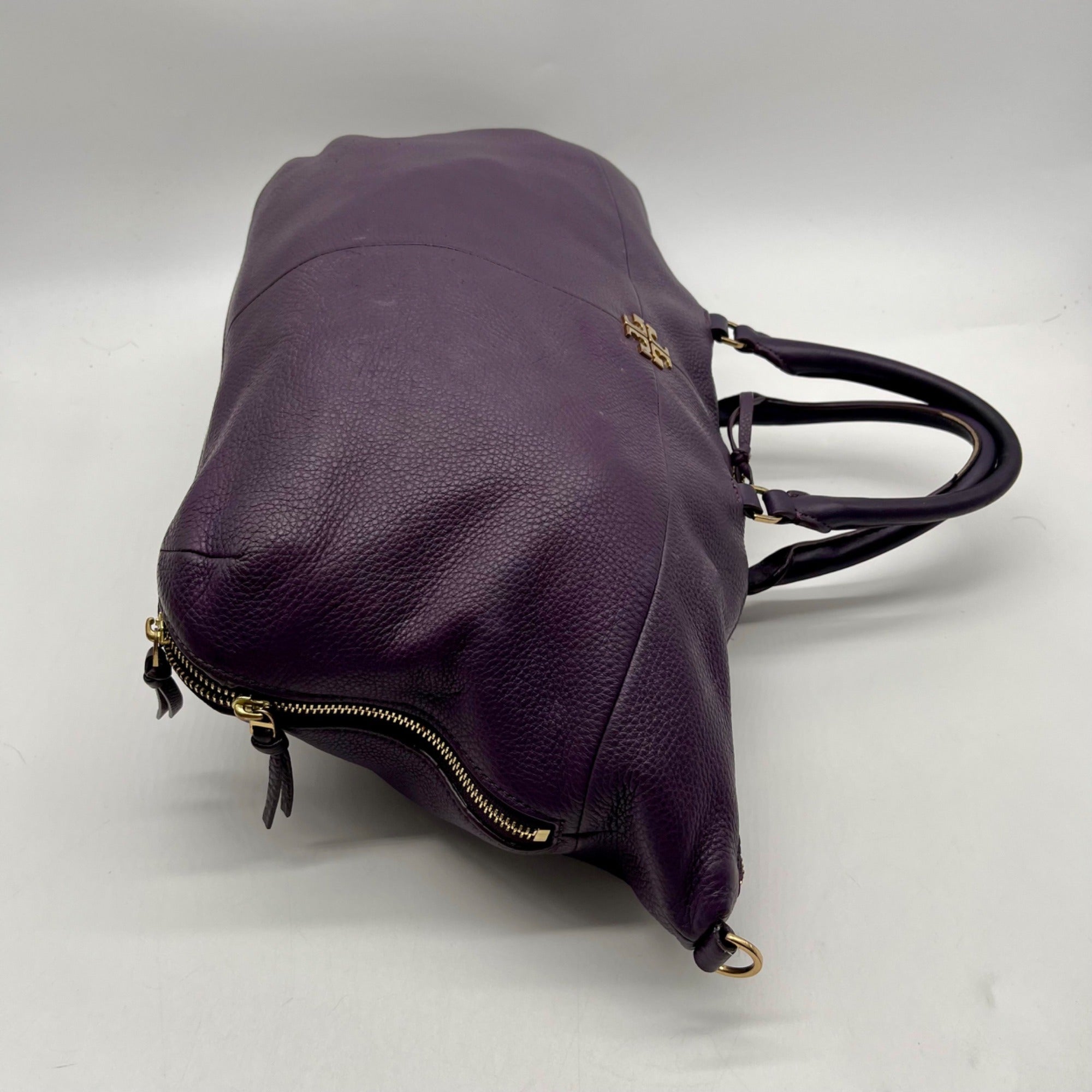 Tory Burch Purple Pebbled Leather Reversible Shoulder Bag