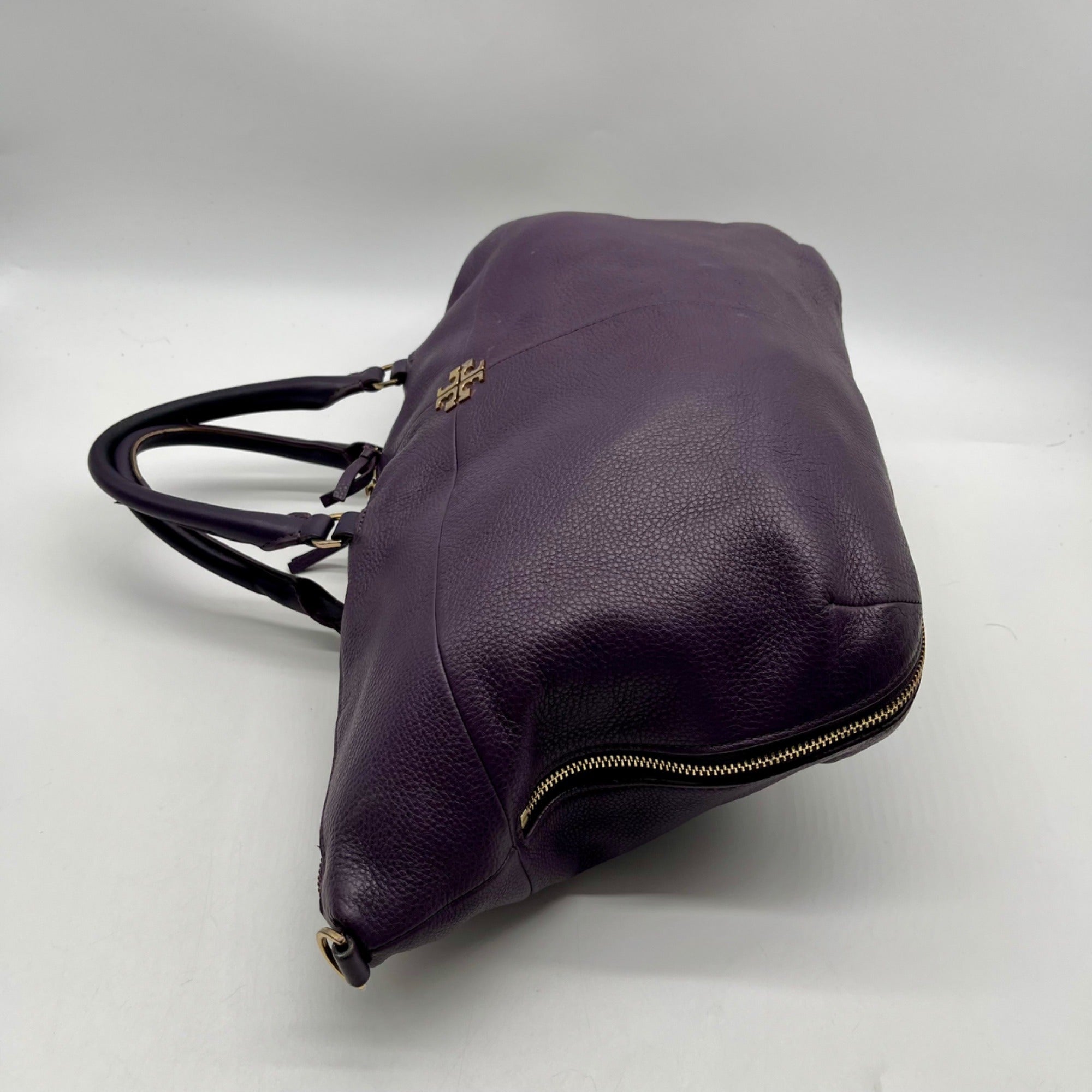 Tory Burch Purple Pebbled Leather Reversible Shoulder Bag